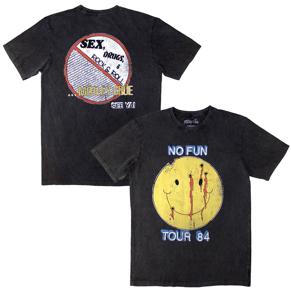 MOTLEY CRUE モトリークルー (来日 40周年 ) - No Fun Tour '84 / バックプリントあり / Stone Wash / Tシャツ / メンズ - PGS